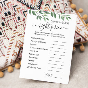 Convites Adivinha o preço certo do Chá de fraldas da festa