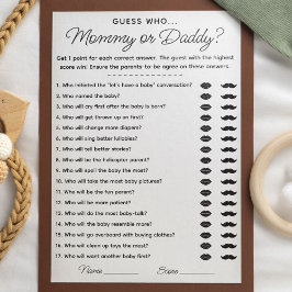 Convites Adivinha quem Mamãe ou jogo de Pai para Chá de fra