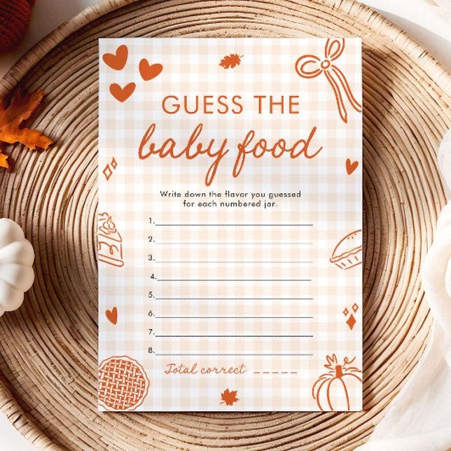 Convites Adivinhe a Comida de Bebê no Chá de Bebê Desenhado (Fall Hand Drawn Baby Shower Guess The Baby Food)
