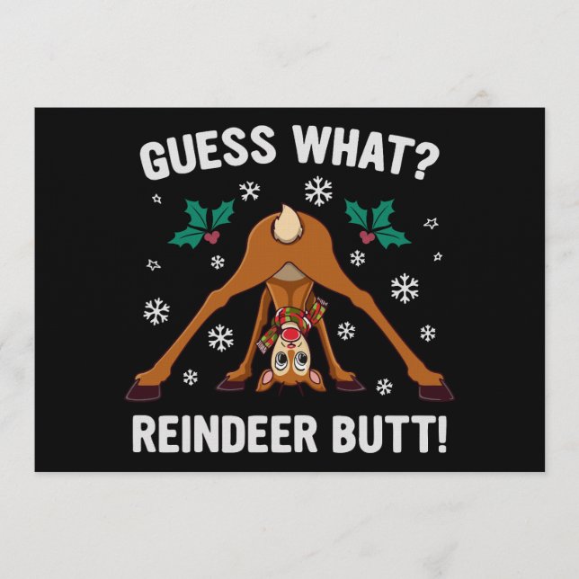 Convites Adivinhe o que é o Natal Piada do Traseiro de Rena (Frente)