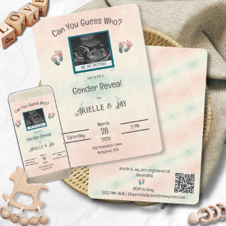 Convites "Adivinhem quem" Sexo Revela Chá de fraldas de Ult