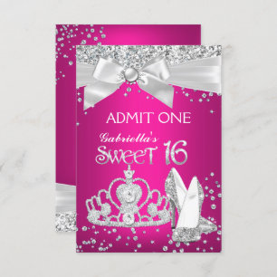 Convites Admite o Sparkle Tiara Heels Sweet 16 rosa quente