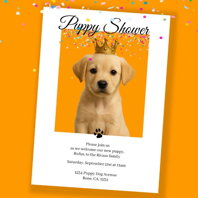 Convites Adoção Personalizada de Cão Cachorro Chá (Puppy Shower Cute Personalized Dog Adoption Invitation by Ricaso. For new pup or adopted adult dog)