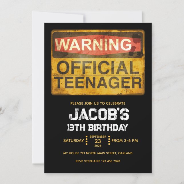 Convites Adolescente de 13 Anos Fazendo Aniversário (Frente)