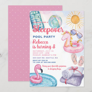 Convites Adolescente de Piscina do Sumber, Festa Rosa, Jove