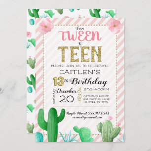 Convites Adolescente Para O Aniversário Do Teen Cactus Boho