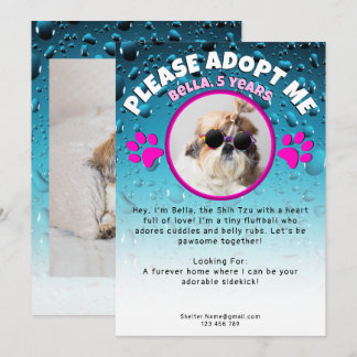 Convites Adopt me dog custom 2 photo shelter animal rescue