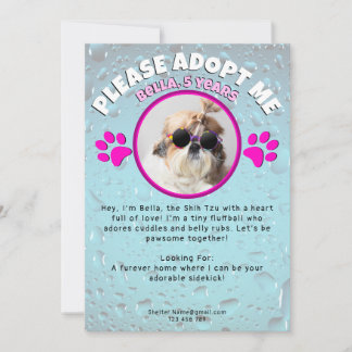 Convites Adopt me dog custom 2 photo shelter animal rescue