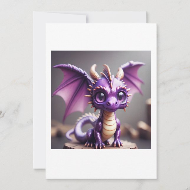 Convites adorable baby dragon (Frente)