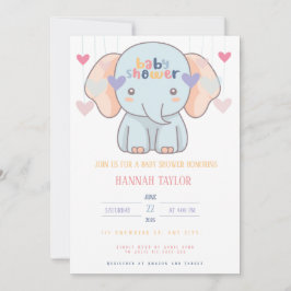 Convites Adorable Elephant Baby Shower Invitation
