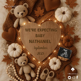 Convites Adorable fall autumn bears pregnancy announcement