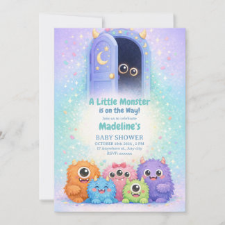 Convites Adorable Little Monster Baby Shower Invitation 