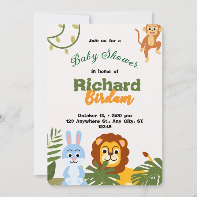 Convites Adorable Safari Baby Shower Invitation (Frente)