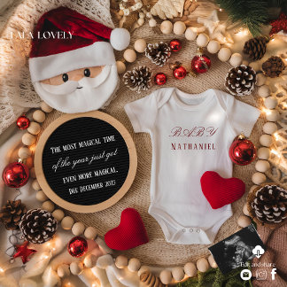 Convites Adorable Santa Christmas Pregnancy Announcement