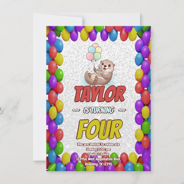 Convites Adorable Sea Otter Birthday Invite (Frente)