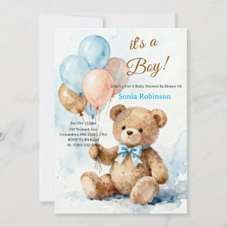 Convites Adorable Teddy Bear Baby Shower Invitation