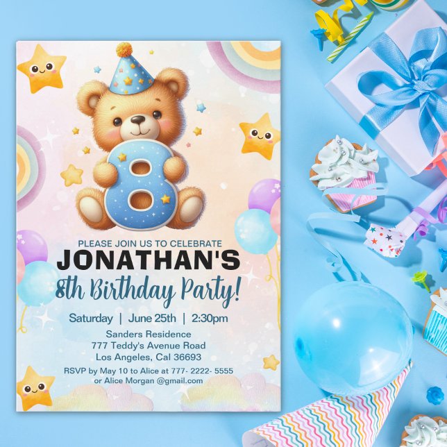 Convites Adorable Teddy Bear Birthday 8 for boy's (Criador carregado)