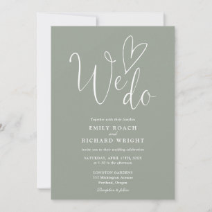 Convites Adoramos Coração Código QR Sage Casamento Verde