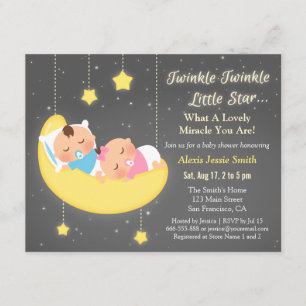 Convites Adoráveis Gêmeos Twinkle Twinkle Little Star Chá d