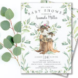 Convites Adorável Baby Moose e Mãe Chá de fraldas<br><div class="desc">Convite para chá de fraldas bonito com alce doce,  com a mãe sentada em um toco de árvore e enquadrada com folhas de cor verde-d-água naturais,  colocadas sobre um fundo branco. Sacudir nosso convite para ver uma folha verde correspondente para um toque especial extra.</div>