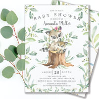 Adorável Baby Raccoon e Mãe Chá de fraldas Woodlan