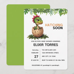 Convites Adorável Bebê Dinossauro Kawaii Eclodindo