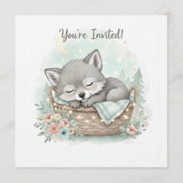 Convites Adorável bebê lobo fofo  Chuveiro de Bebê 