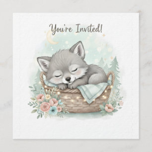 Convites Adorável bebê lobo fofo  Chuveiro de Bebê 
