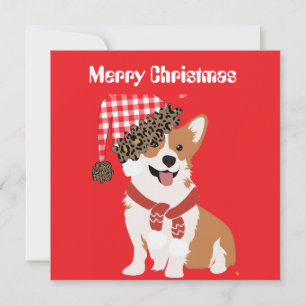 Convites Adorável Cachorrinho de Natal Usando Chapéu de Pap