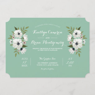 Convites Adorável Casamento Floral Convocação - menta