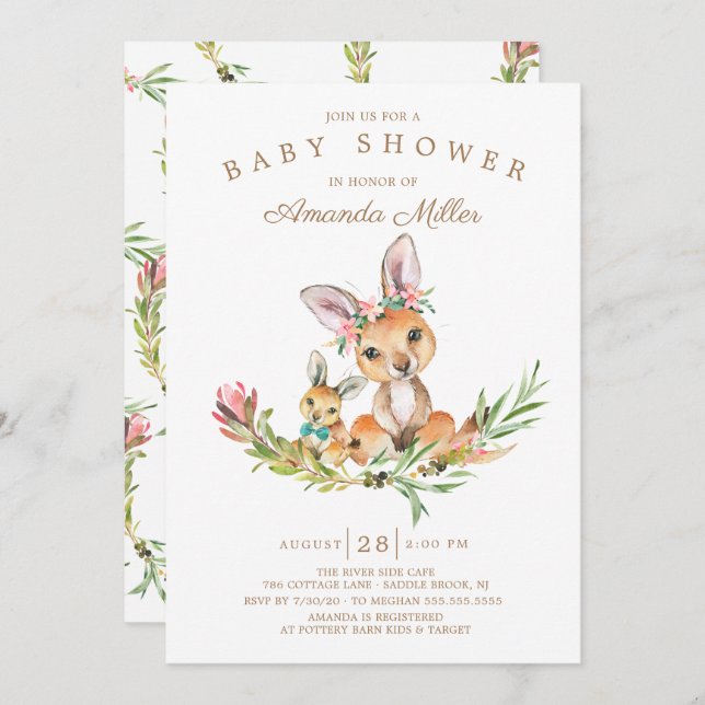 Convites Adorável Chá de fraldas de Caranguros Mãe e Bebês (Frente/Verso)