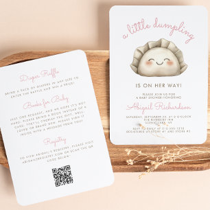 Convites Adorável Código QR de Pequeno Bolinho Rosa Festa d