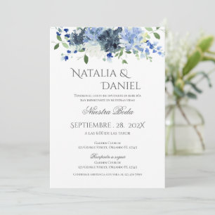 Convites Adorável Convocação de Casamento Floral Azul