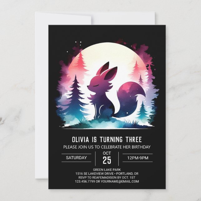 Convites Adorável Fantasy Wolf Birthday (Frente)