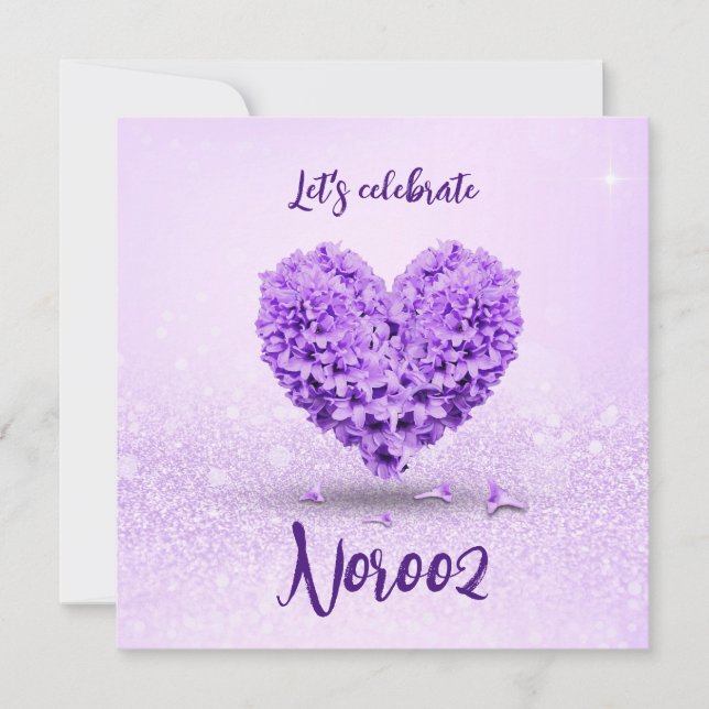 Convites Adorável Hyacinth Purple Happy Noroz Heart Buquê (Frente)