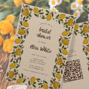 Convites Adorável Lemons PERSONALIZADO Código QR CHÁ DE PAN