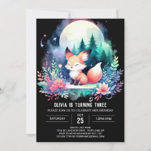 Convites Adorável Pastel Fox Birthday digital