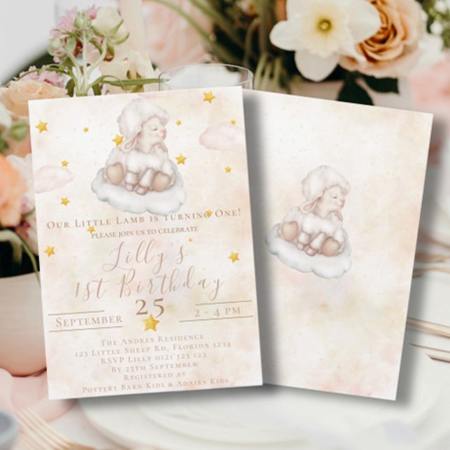 Convites Adorável primeiro aniversario de estrelas de poeir (Criador carregado)