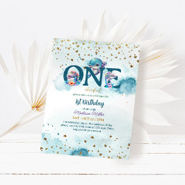 Convites Adorável primeiro aniversario Dolphin Cute Baby Gi