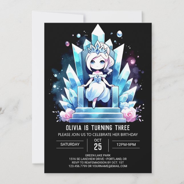 Convites Adorável Princesa Simples Aniversário (Frente)