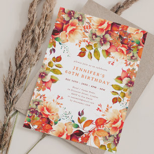 Convites Adorável Queda Autumn Watercolor Floral 60 Anivers