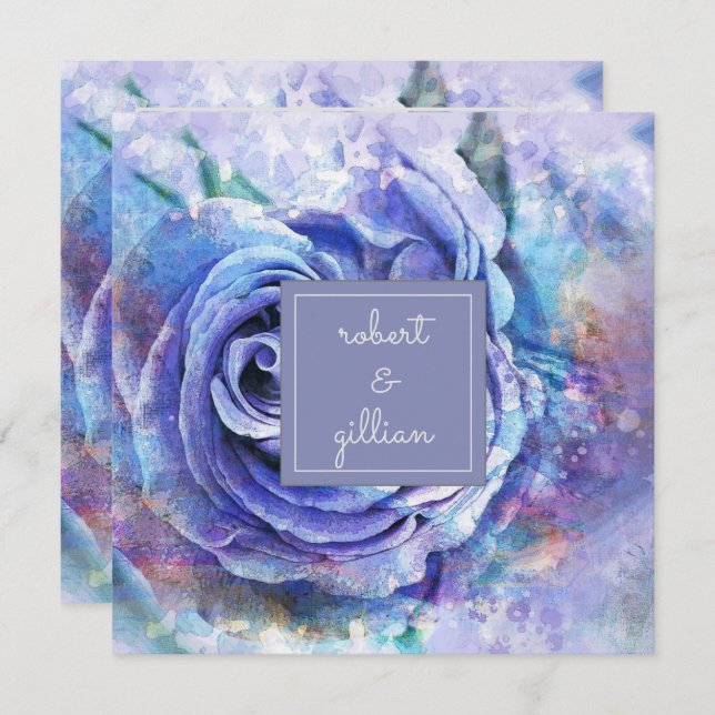 Convites Adorável Rosa de Aquarela (Frente/Verso)