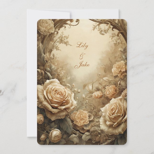 Convites Adorável Rosa Invitation (Verso)