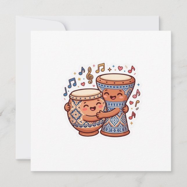 Convites Adorável Sticker de Tambores de Barro Tradicionais (Frente)