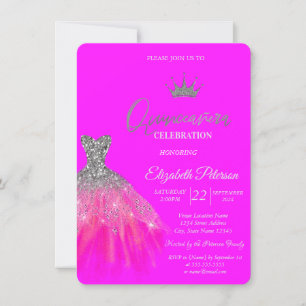 Convites Adorável Tiara de Vestido Brilhante Fúcsia Quincea