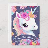 Adorável White Baby Unicorn com Flores