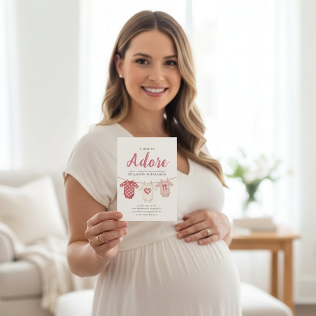 Convites Adore A Girl Baby Shower Invitation (Criador carregado)