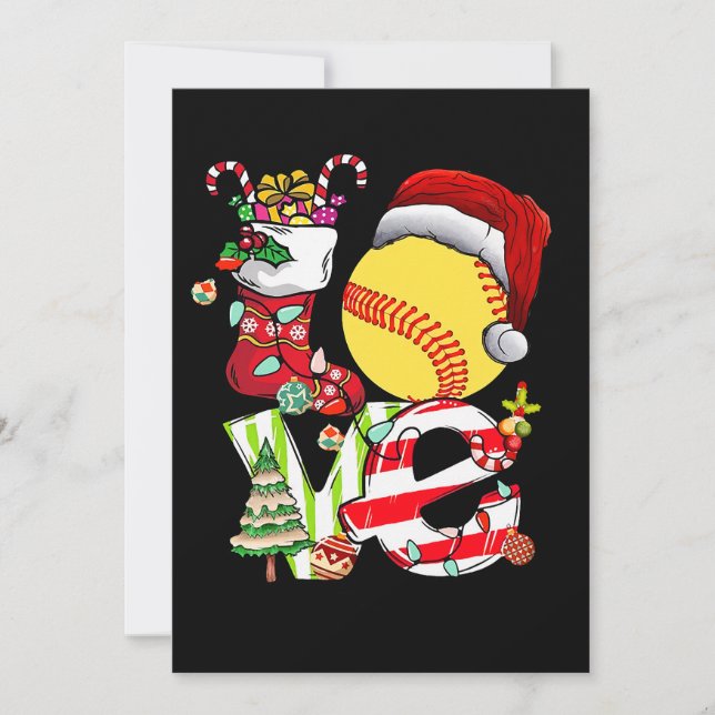 Convites Adorei o Softball Natal Santa Hat Garotas Adolesce (Frente)