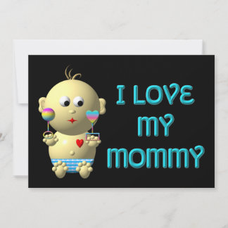 Convites Adoro a minha mamãe a saltar o bebê com o coração