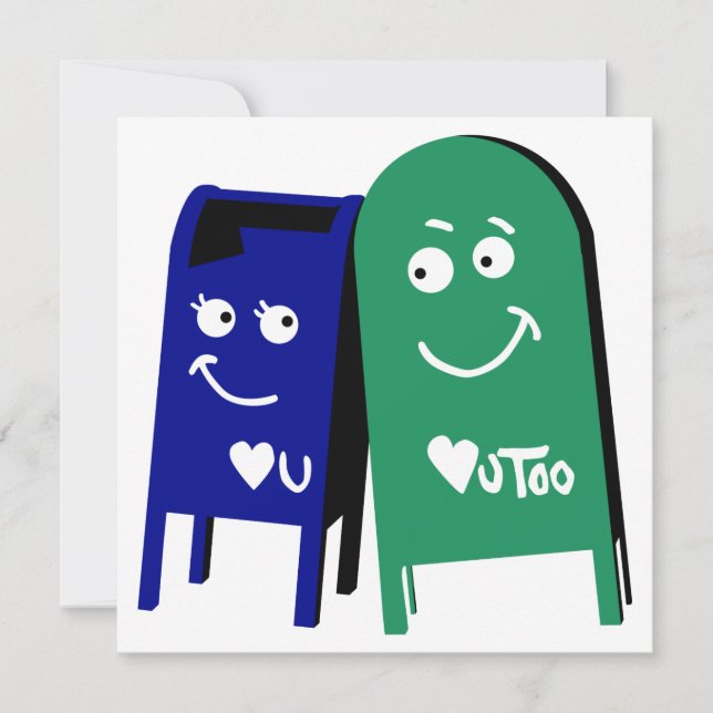 Convites adoro caixas de correio: eu te amo (Frente)